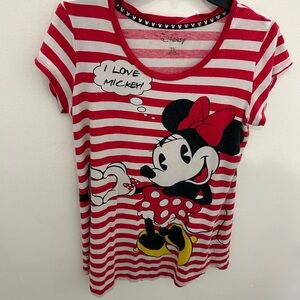 Disney Minnie Mouse Red and White Striped Tee or nightshirt